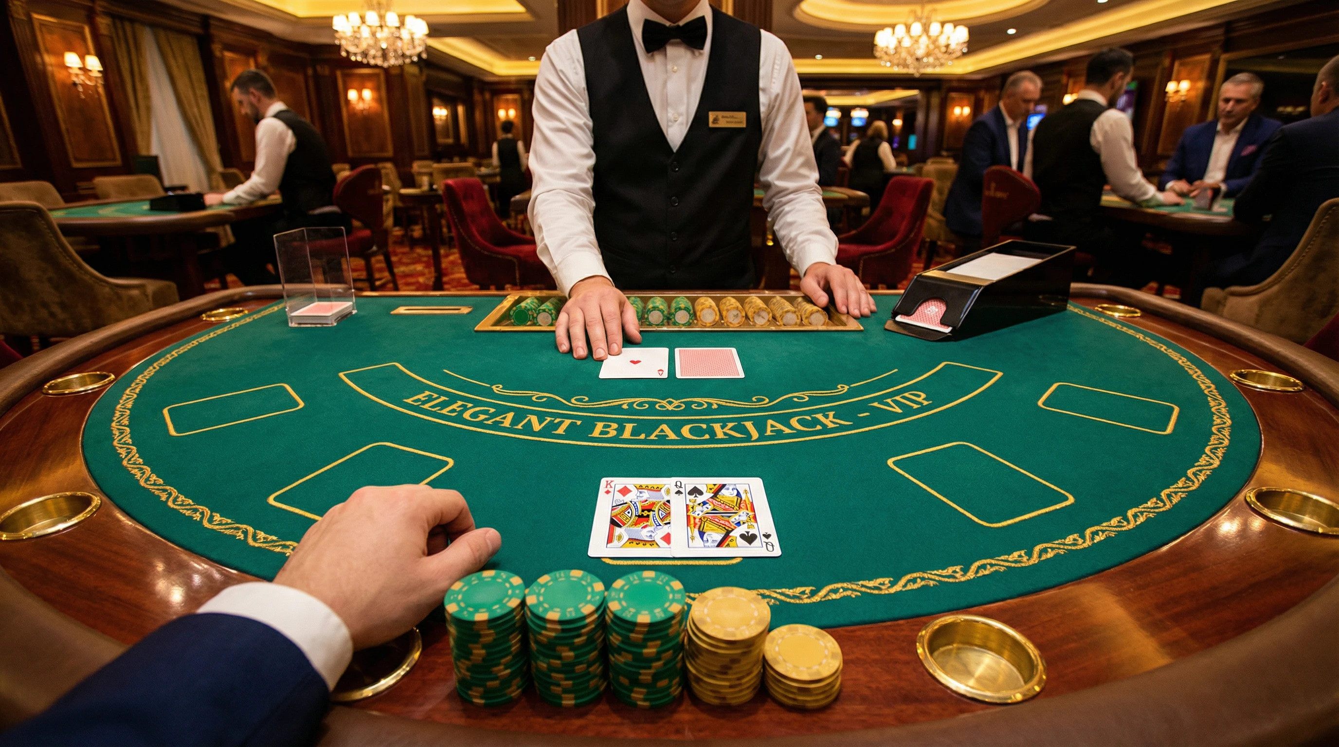 Mesa de blackjack VIP con crupier en vivo